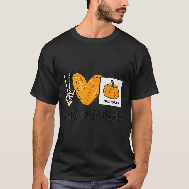 Peace Love Visuals Sped Teacher Pumpkin Skeleton H T-Shirt (Vorderseite)