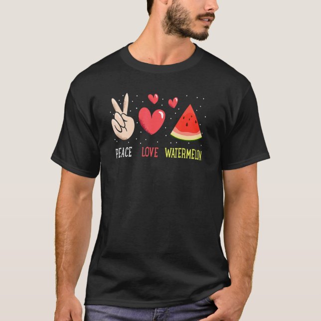 Peace Love Watermelon Happy Watermelon Day Fruit M T-Shirt (Vorderseite)