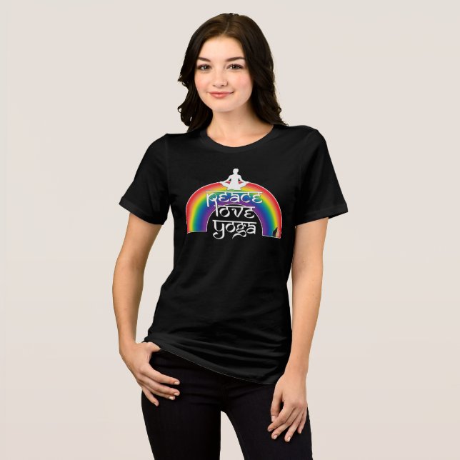 Peace Love Yoga Rainbow Intentions Tri-Blend Shirt (Vorderseite voll)