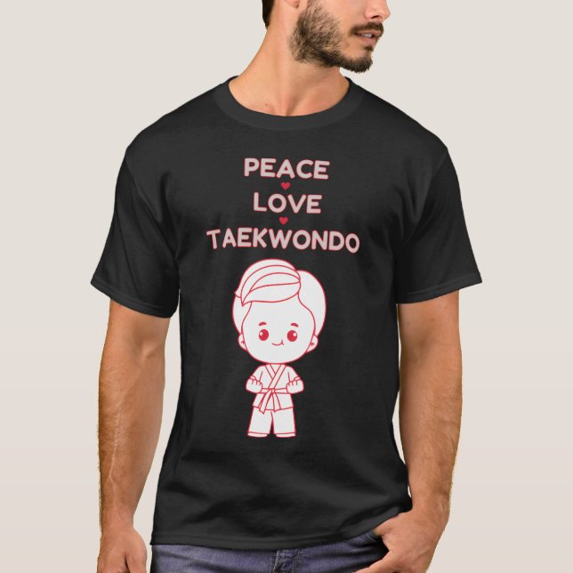 Peace Loveaekwondo Red Sport Outline friend T-Shirt (Vorderseite)