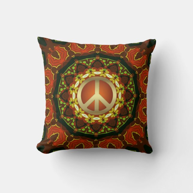 Peace Mandala Boho Batik Cushion / Pillow Kissen (Vorderseite)