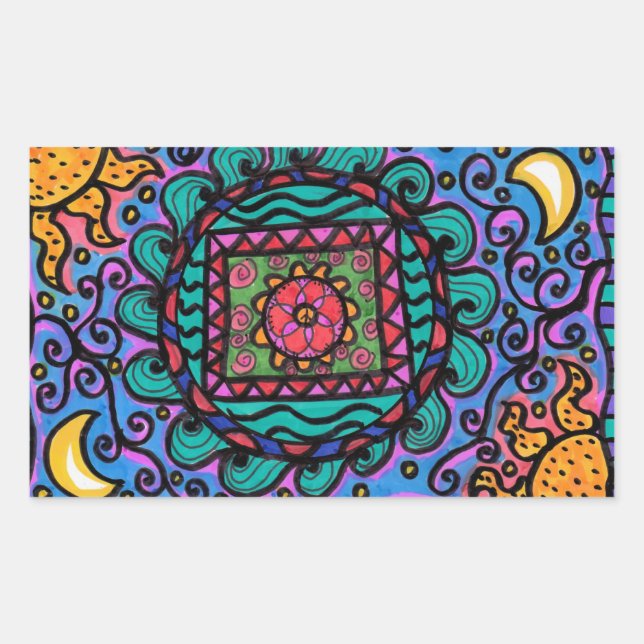 Peace Mandala Rechteckiger Aufkleber (Vorderseite)
