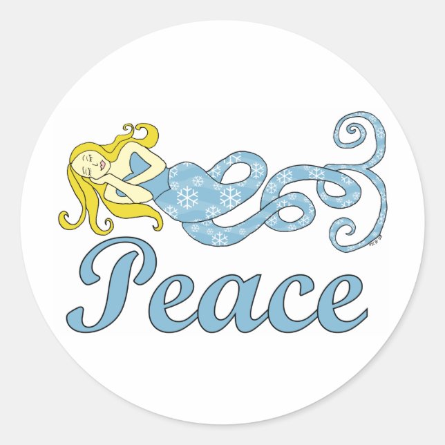Peace Mermaid (Urlaubstraum) Runder Aufkleber (Vorderseite)