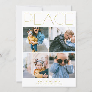 PEACE Minimalistischer Vier-Foto-Collage individue Feiertagskarte