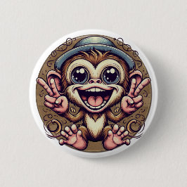 Peace Monkey Boy Button