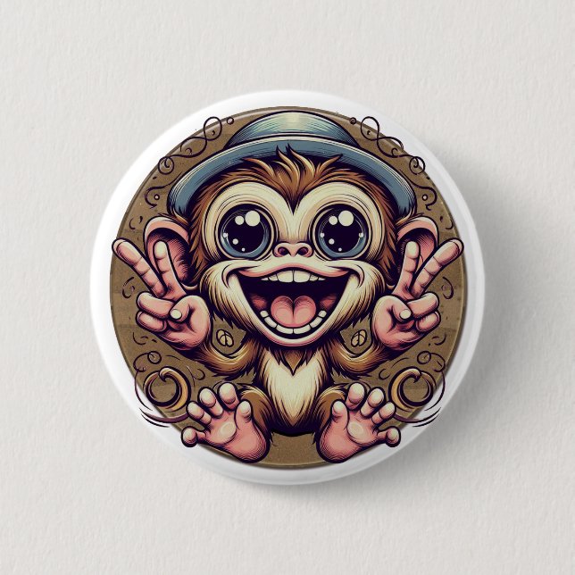 Peace Monkey Boy Button (Vorderseite)
