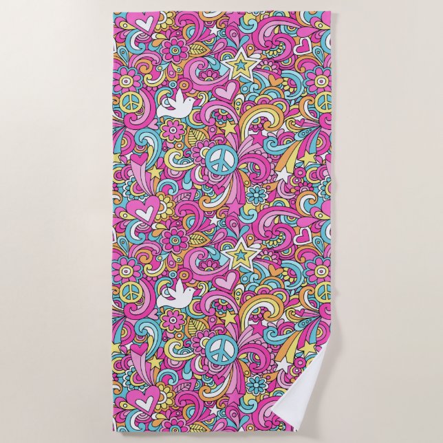 Peace n'Liebe Beach Handtuch (Vorderseite)