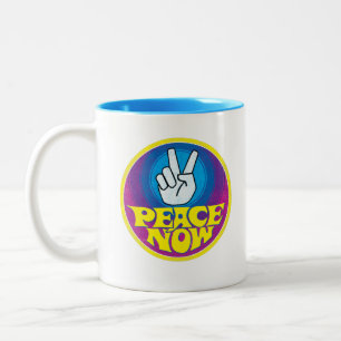 Peace Now Groovy Retro Hippie Style Peacesign Zweifarbige Tasse