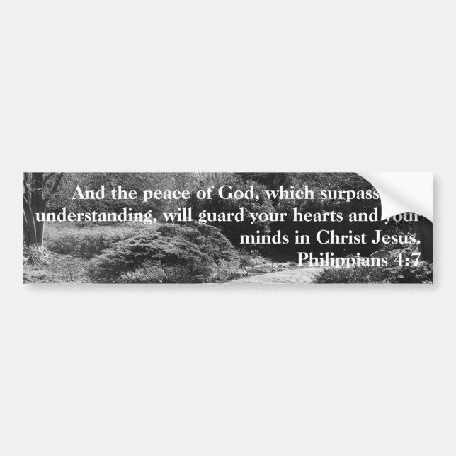 Peace of God Philippians 4:7 Black White Garden Autoaufkleber (Vorne)
