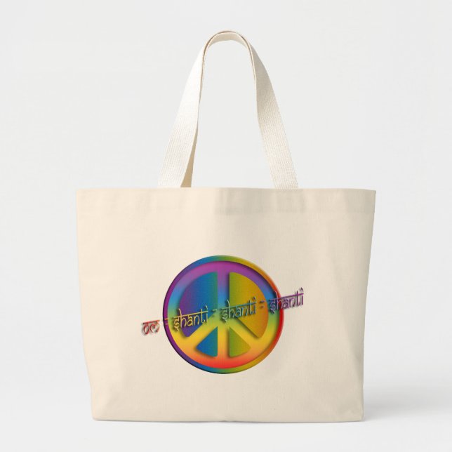 Peace Om Shanti Jumbo Stoffbeutel (Vorne)