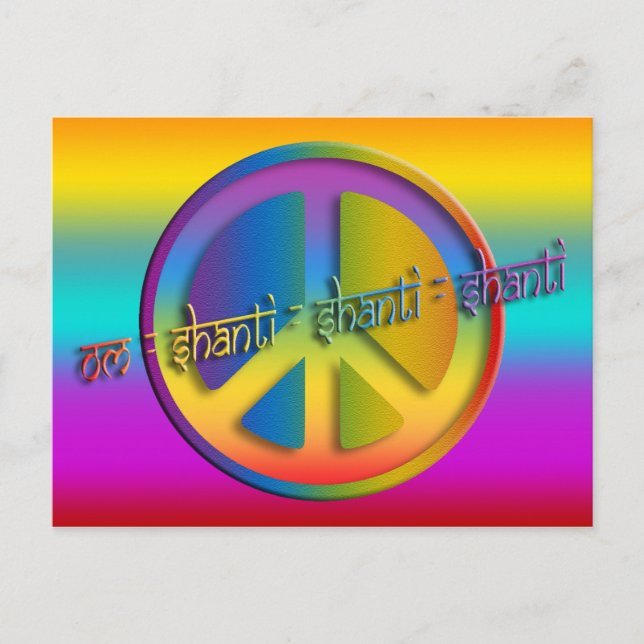 PEACE OM SHANTI | linear farbig Postkarte (Vorderseite)