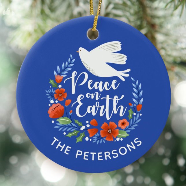 Peace on Earth Christmas Keramik Ornament (An elegant peace on earth Christmas ornament)