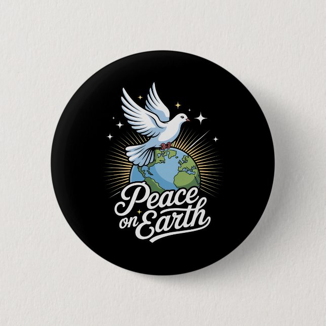 Peace On Earth Dove And Globe Faith Christmas  Button (Vorderseite)