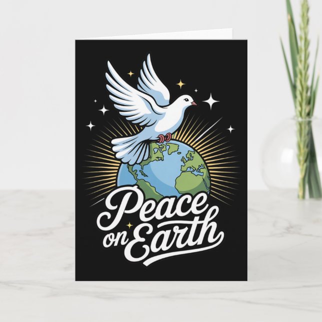 Peace On Earth Dove And Globe Faith Christmas  Karte (Vorderseite)