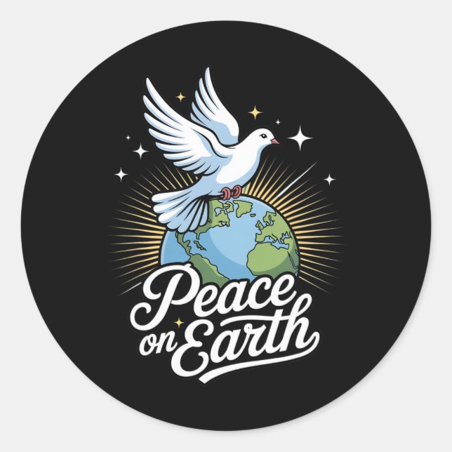 Peace On Earth Dove And Globe Faith Christmas  Runder Aufkleber (Vorderseite)
