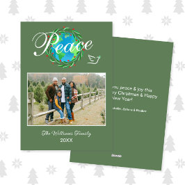 Peace on Earth Elegant Script Christmas Photo Feiertagskarte