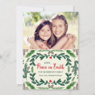 Peace On Earth Pine Branches Carte photo de vacanc
