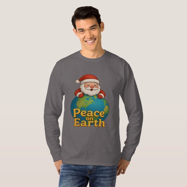 Peace on Earth Santa Christmas Holiday Gift Tee (Vorne ganz)