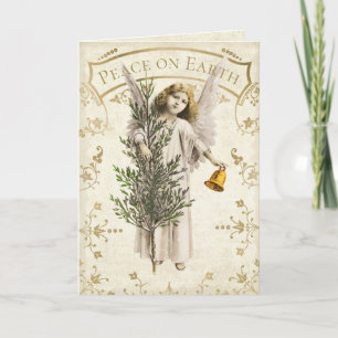 Peace On Earth Vintage Angel Carte de voeux pliée