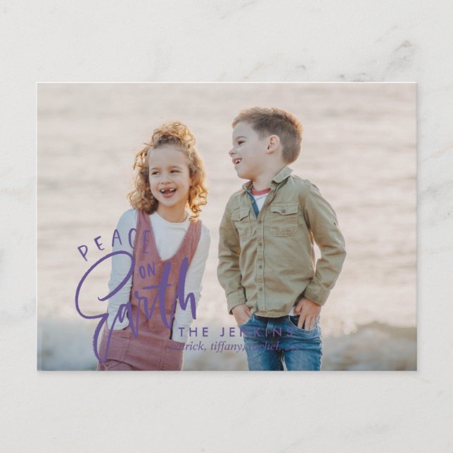 Peace on earth Wird Purple Wird Christmas Holiday  Postkarte (Vorderseite)