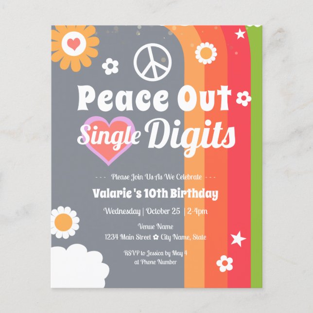Peace out 10. Birthday Invitations Paper Sheet (Vorderseite)