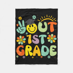 Peace Out 1st Grade Cl of 2025 Goodbye Abschluss Fleecedecke
