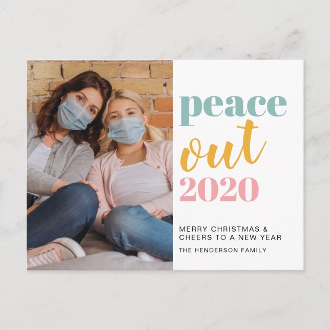 Peace Out 2020 Modernes Foto Weihnachten Neue Jahr (Vorderseite)