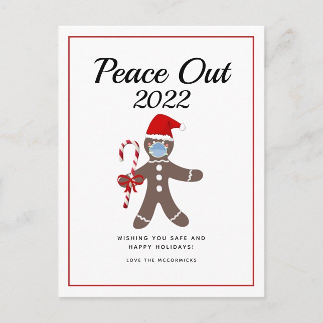 Peace Out 2021 Funny Gingerbread Maske Weihnachten (Vorderseite)