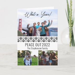 Peace Out 2025 Was a Year 3 Foto Collage - BW Feiertagskarte
