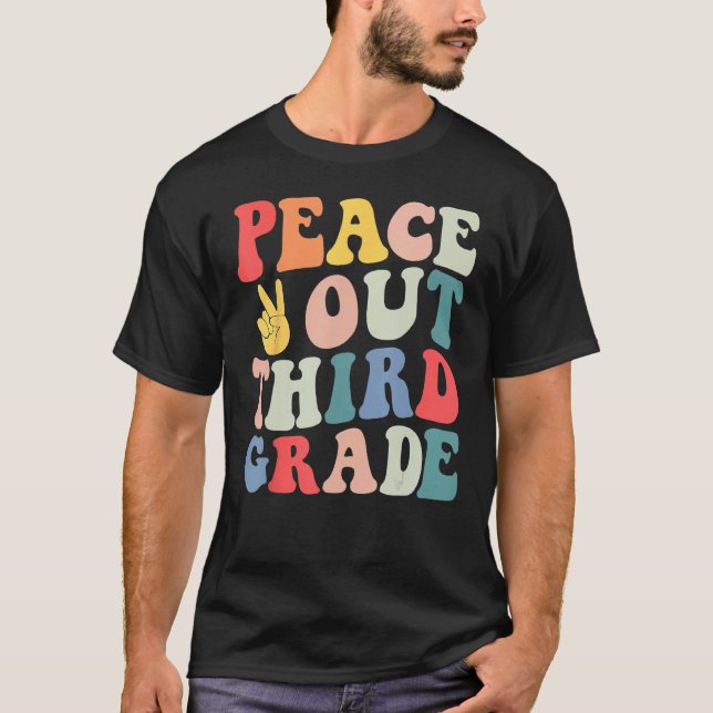 Peace Out 3rd Grade Retro Pastel Happy Last Day Ou T-Shirt (Vorderseite)