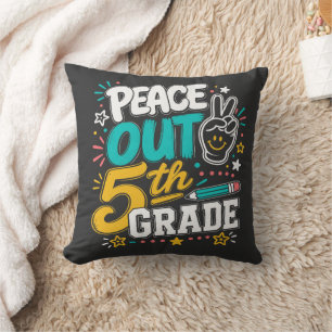 Peace Out 5. Klasse Retro Groovy   Abschlussjahrga Kissen