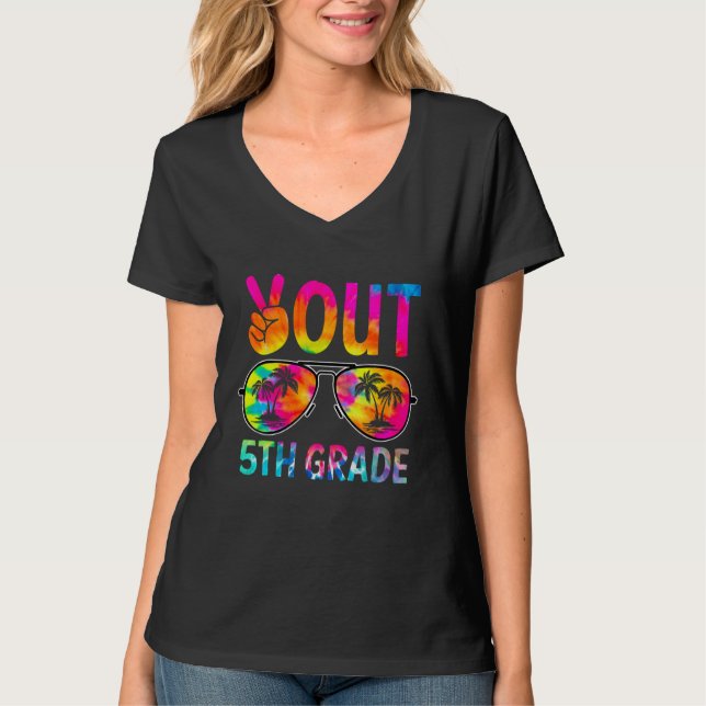 Peace Out 5th Grade Tie Dye Graduation Last Day Of T-Shirt (Vorderseite)