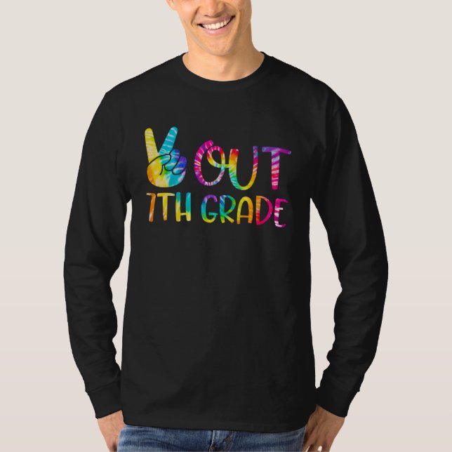 Peace Out 7th Grade Last Day Of School Tie Dye T-Shirt (Vorderseite)