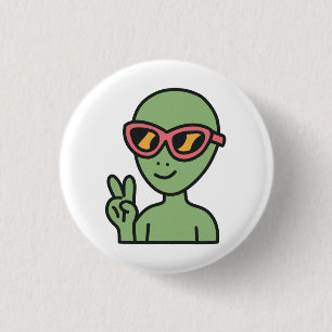 Peace Out Alien Button