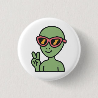 Peace Out Alien Button