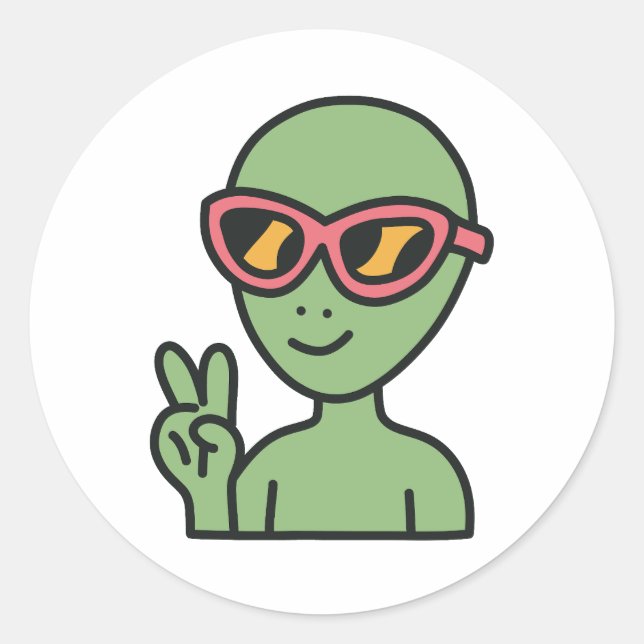 Peace Out Alien Runder Aufkleber (Vorderseite)