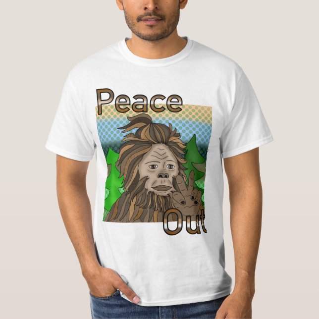 Peace Out Bigfoot Sasquatch T-Shirt (Vorderseite)