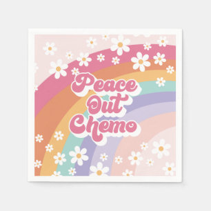 Peace Out Chemo Retro Rainbow Daisy Serviette
