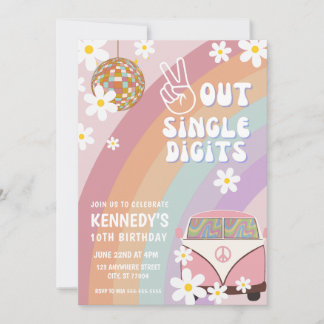 Peace Out Chiffres simples Invitation 10e annivers