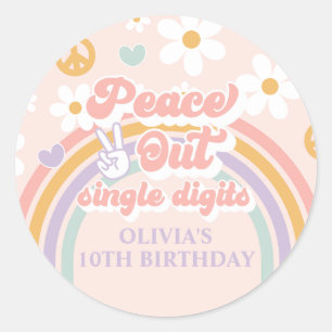 Peace Out einstellige Zahlen 10. Geburtstag Runder Aufkleber
