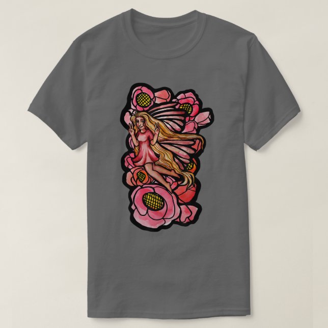 Peace Out Fairy Friedlich Fairy Garden Poppy T-Shirt (Design vorne)