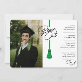 Peace Out Green Tassel Covid Foto Abschluss Ankündigung