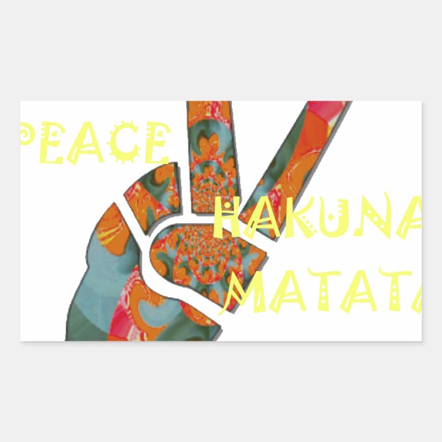 Peace Out: Hakuna Matata Vibes unterzeichnen Rechteckiger Aufkleber (Vorderseite)