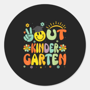 Peace Out Kindergarten Cl of 2025 Goodbye Graduati Runder Aufkleber