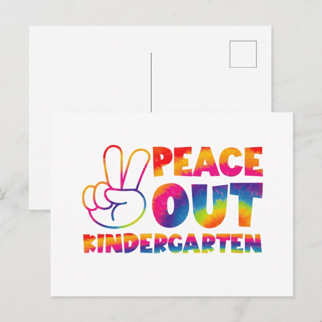 "Peace out Kindergarten" Gefärbte Krawatte letzten Postkarte (Vorne/Hinten)