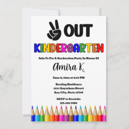 Peace Out Kindergarten Spaß Farbenfroher Abschluss Einladung