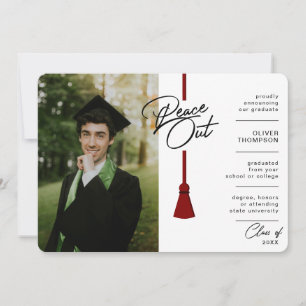 Peace Out Maroon Tassel Covid Foto Abschluss Ankündigung