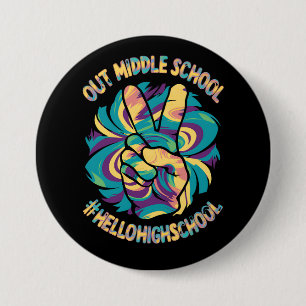 Peace Out Middle Hello High School Gefärbte Krawat Button