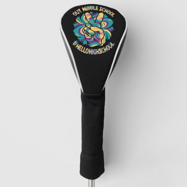 Peace Out Middle Hello High School Gefärbte Krawat Golf Headcover (Vorderseite)