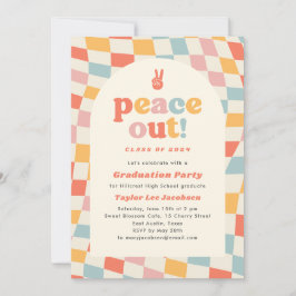 Peace Out Retro Groovy 70er Graduation Party Einladung